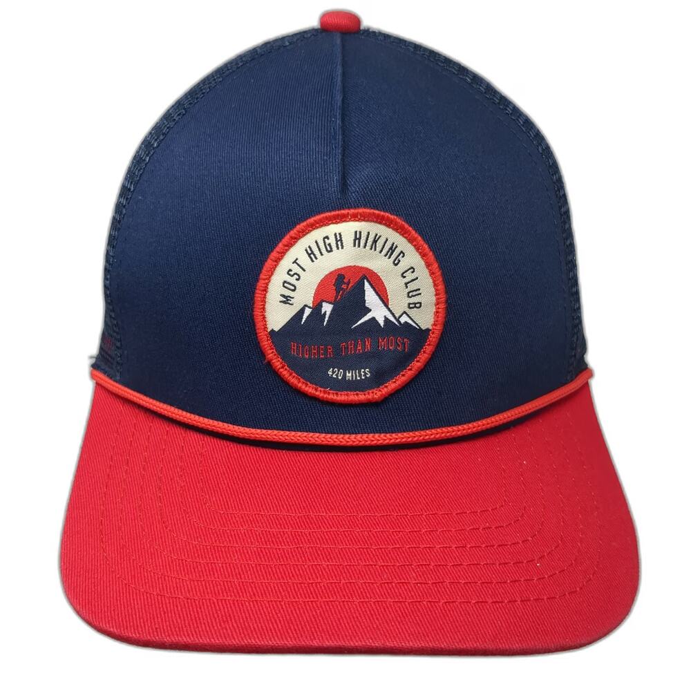 Official Trucker Hat Blue Red OSFM Rope Mountain Most High Hiking Club 420 Mesh
